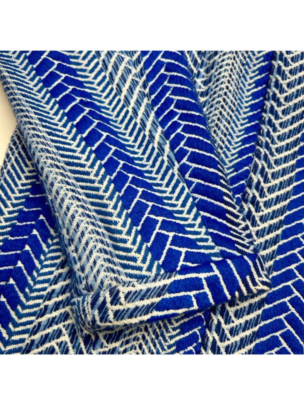 Betty Chow Womens Blue & White Chevron Pattern Open Front Jacket - Size S - Picture 5 of 16
